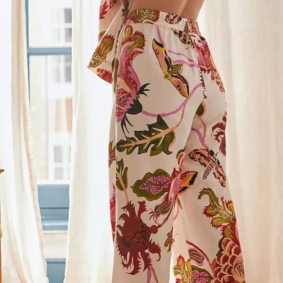 Anthropologie XXS Raphael Balme Flannel Sleep Pants Pink Combo Floral - Picture 4 of 7